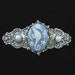 Hair Barrette Blue and White Seahorse Cameo with Faux Pearl Accents