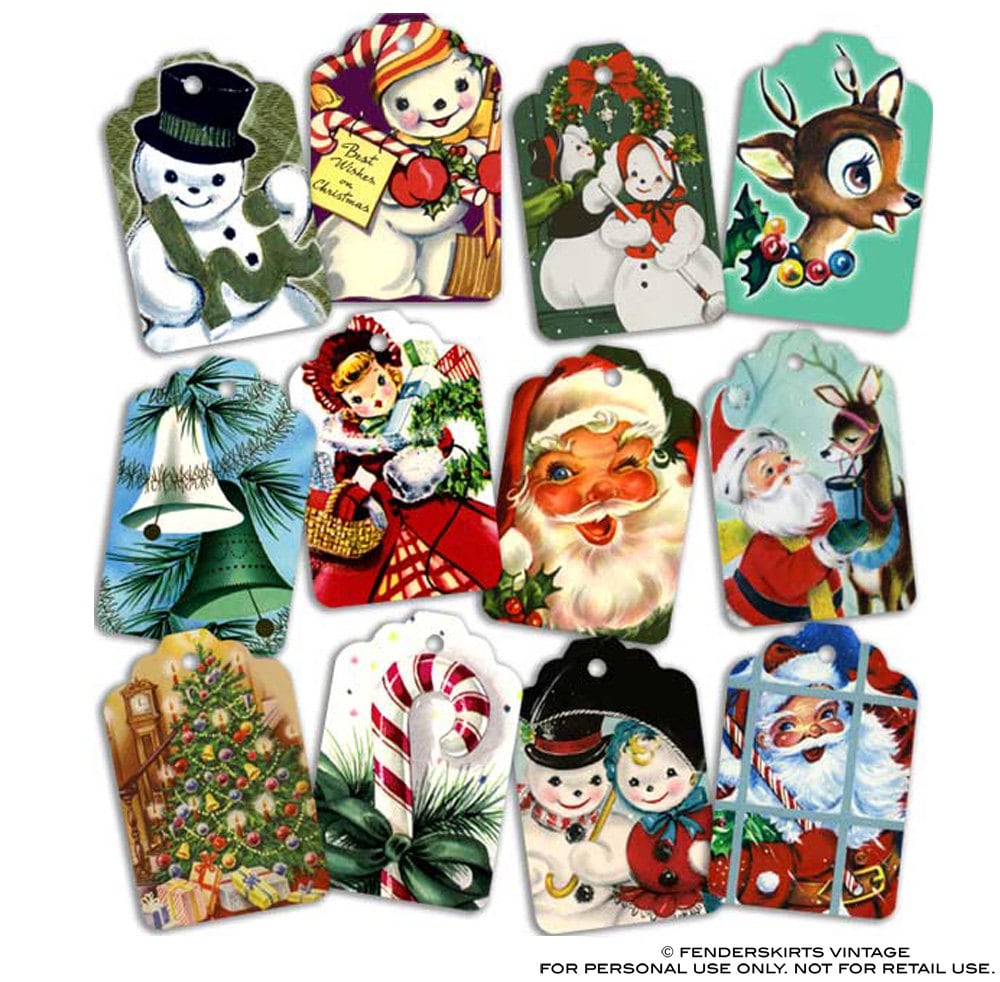 12 assorted vintage repro christmas gift tags digital file 12 assorted vintage repro christmas gift tags digital file