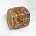 Set of 4 Iridescent Mosaic Inlay Faux Wood Square Brass Bangle Bracelets
