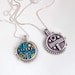Reversible Silver Pendant with Green Blue Yellow Iridescent Inlay