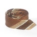 Vintage Super SKINNY MENS NECKTIE Tie, Brown Copper Gold Silver Stripe, Office Formal Wedding Suit Sale