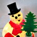 Vintage Hard Plastic Lighted Snowman - Mid Century Christmas Collectible
