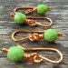 Crochet Stitch Markers Opaque Green Copper Small Hooks Set of 4
