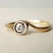 Art Deco Diamond Ring, Antique Engagement Ring, Geometric Round Solitaire Diamond Ring, Diamond & 18k Gold Wedding Ring Size US 6.5 / 6.75