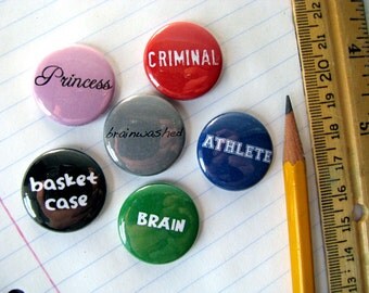 The Breakfast Club - Magnets or Buttons (set of 6) - 1 Inch Round