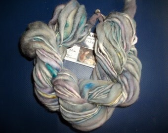 Thick Thin Slub Merino Yarn Hand dyed Fine Merino 33 yd Dark Teal Super Bulky