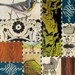 Basket, Bricolage no 80 - Original Mixed Media COLLAGE on 4" x 4" Panel