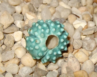 matte turquoise blue sea urchin beads - choose quantity - handmade porcelain ceramic