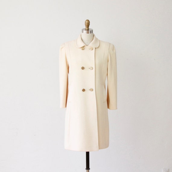 RESERVED Cream Double Breasted Winter Military Princess Coat - M
