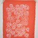 White on Coral Scruffy Daisy screen printed fabric