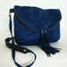SALE // Foldover Day Traveler Bag in cobalt blue, fold over cross body bag in vegan suede with leather tassels, ready to ship