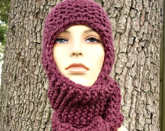 Fig Purple Knit Hat Purple Knit Hood Purple Womens Hat