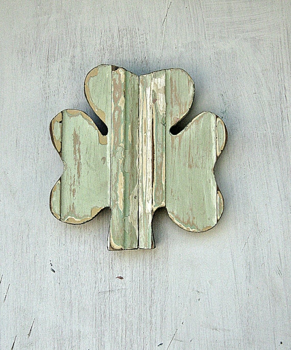 Mint Green Shamrock Irish Decor Salvaged Wood Wall Art