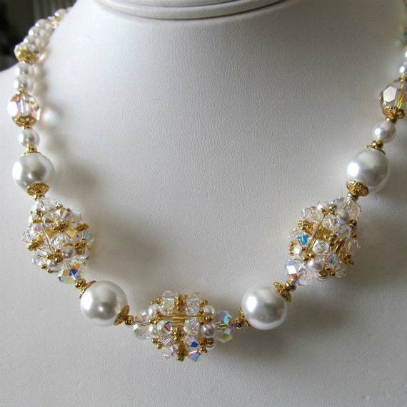 Beaded Bead Pearl Neckace White Pearls Wedding necklace