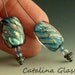 Lampwork Glass Beads Earring Pair handmade by Catalina Glass sra watery blue spirals