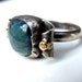 Blue stone ring, unique statement ring, blue fire Labradorite Ring, handmade sterling silver, recycled 14K gold, size 8 ring,