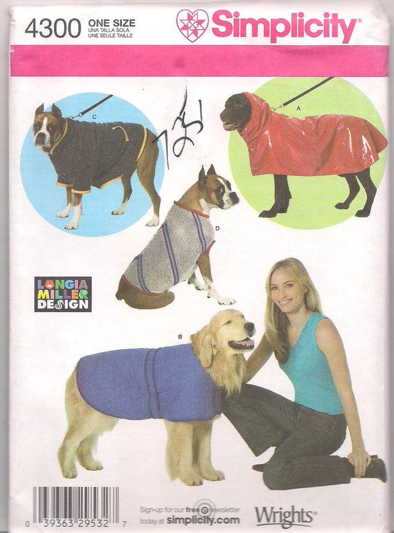 Big Large Pet Dog Coat Sew Pattern Raincoat Velcro by Zinnias