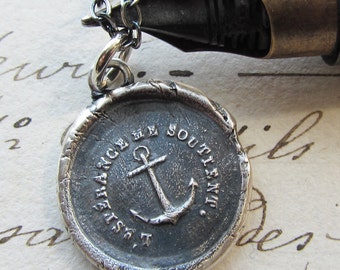 Anchor Necklace - Hope Sustains Me - Wax Seal Necklace - Inspirational Necklace - Nautical Jewelry - Anchor Jewelry - Handcrafted FR525