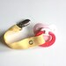 Pacifier Clip - Colorful Yellow Chevron Trim - Snap Pacifier Clip