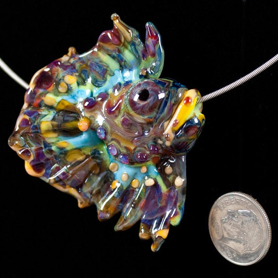 Glass Lampwork Bead Fish Unique Focal Large Angelfish Beauty