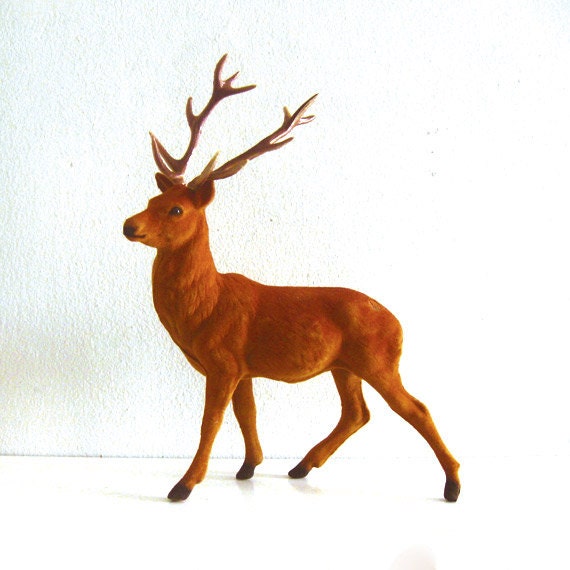 vintage flocked reindeer figure 10 large buck deer vintage flocked reindeer figure 10 large buck deer