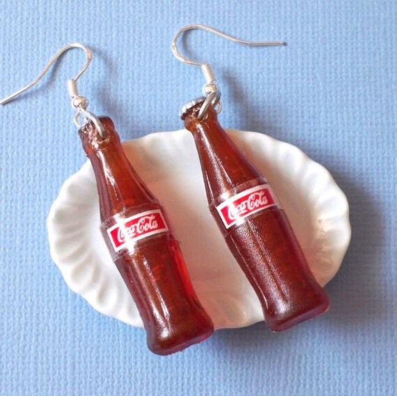 Coca Cola BIG bottle Dangle Earrings cola earrings by yifatiii