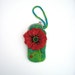 Wet Felted POPPY glass case or coin purse , iphone case, hand made with metal clutch