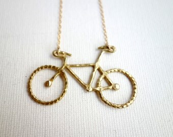Original Rachel Pfeffer Brass Bike Necklace on 16 Gold Filled Chain
