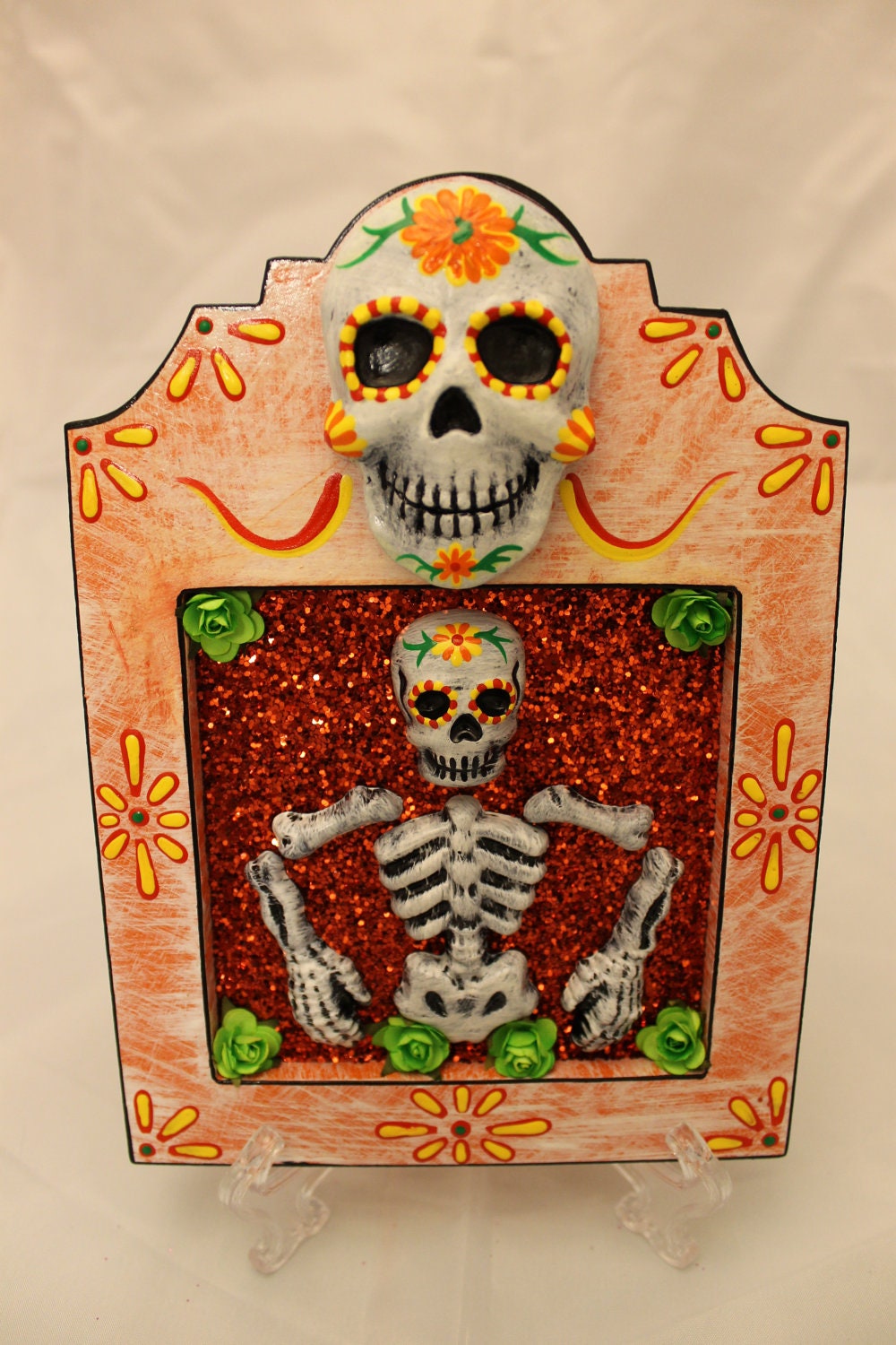 Dia De Los Muertos Orange Nicho Plaque