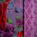 Fabric and notions Mauve Paisley & Red Roses for 1 BRA and BRIEF by Merckwaerdigh