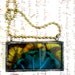 Peacock Feather Necklace, Soldered Glass Feather Necklace, Hipster Blue and Gold Feather Pendant, Gift For Women