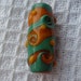 SALE Handmade Focal Bead, Green Swirls