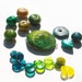 Citrus Sea Starburst Swirls-handmade lampwork glass and polymer clay limited edition collaboration bead set