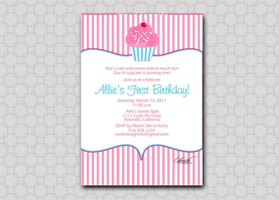 Cupcake Birthday Party Invitation - Digital Birthday Invite - printable party Il_570xn