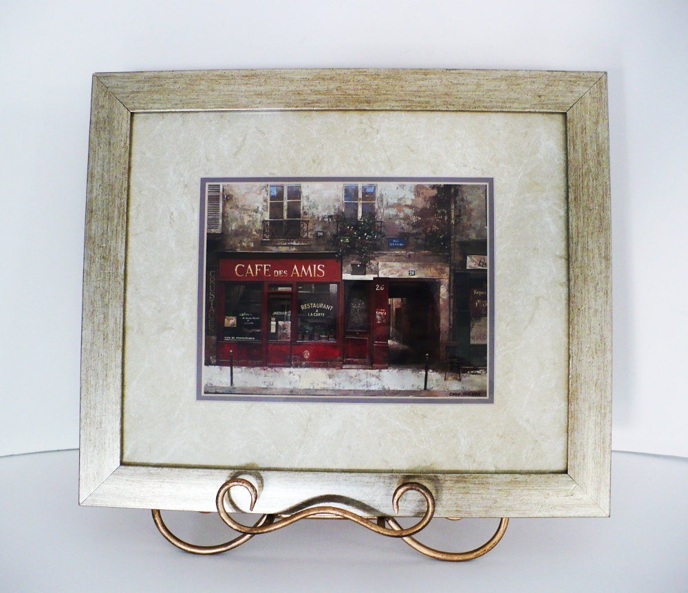 Framed Paris Art Print Cafe Des Amis by Chiu Tak Hak Paris