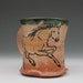 mug with two palomino horses stoneware pottery cup