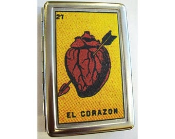 Loteria metal wallet retro cigarette case Mexicana Spanish ID case