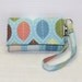 Cell Phone Wallet, iPhone Wallet, Smart Phone Wallet, Droid Wallet, Wristlet, Case - Leaves on Sky Blue Turquoise