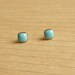 Blue Square - Turquoise Blue Enameled on Small Square Gold Setting Ear Studs - gift under 10 - 5 mm