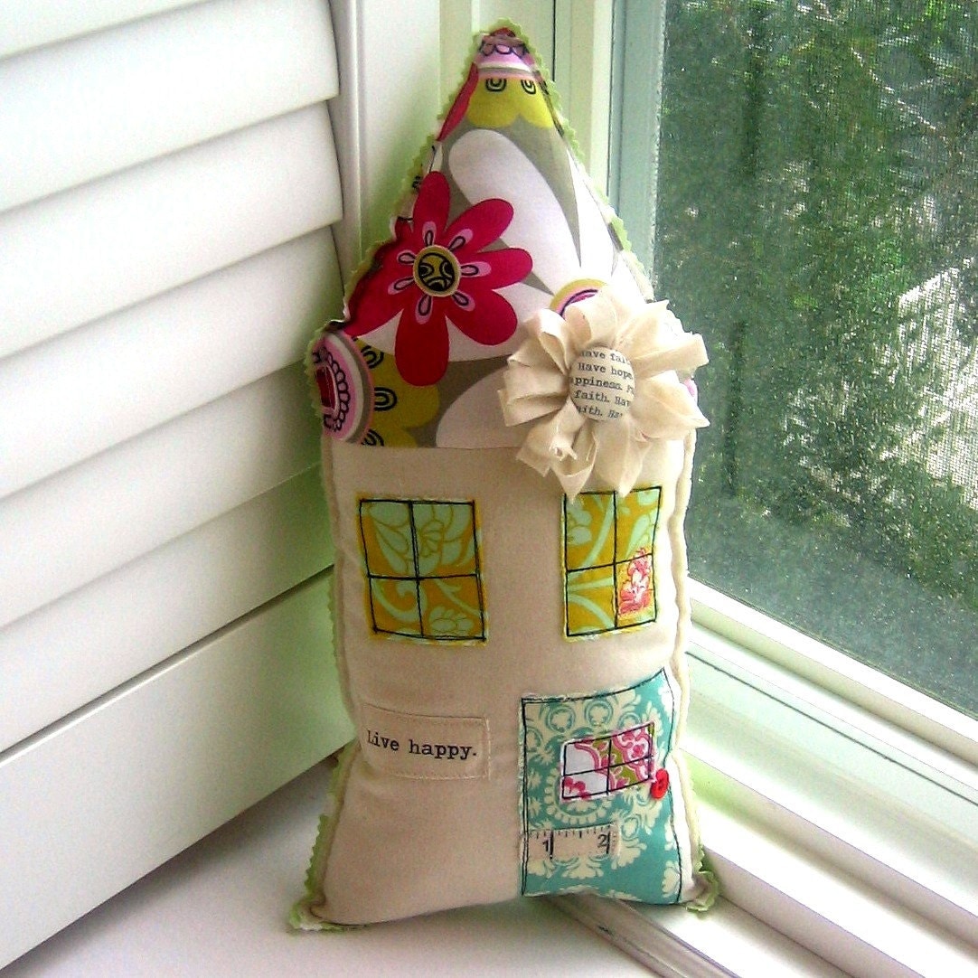 House Pillow Home Pillow Flower Pillow House Shaped Pillow