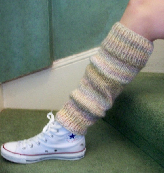 Chunky leg warmers warm wool mix cream beige by SpinningStreak