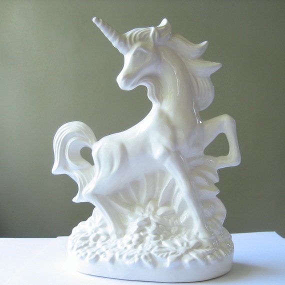 Vintage mold slip cast ceramic Unicorn
