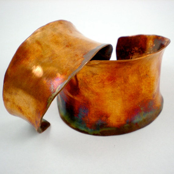 Items similar to Large Copper Cuff Heat Treated on Etsy