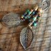 Silver Fall Leaf and Old World Glass Beaded Earrings