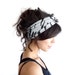 Tie Up Headscarf Grey Black Tiger Stripe