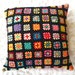 vintage granny square crocheted afghan pillow cover