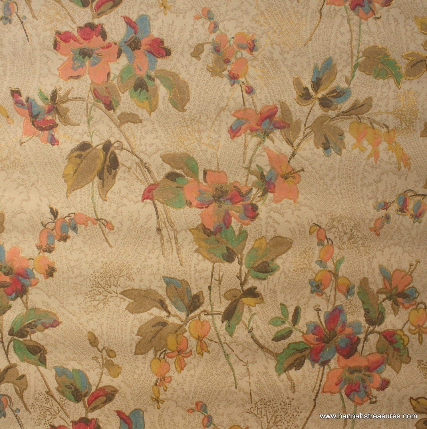 1920’s Vintage Wallpaper watercolor floral so pretty