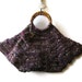 Large Tote Bag Knit in Tweed Blue Blend Wool with Bamboo Handles