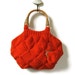 Orange Beach Bag Knit in Cotton with Rattan Handles
