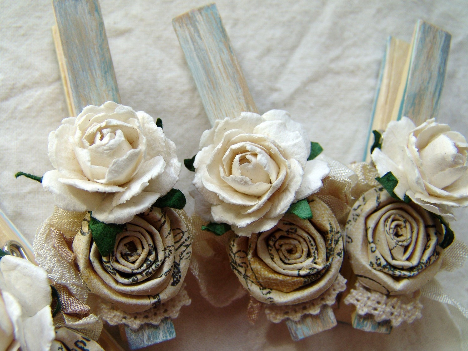 French Country Shabby Chic Cottage blue decorative clothespins